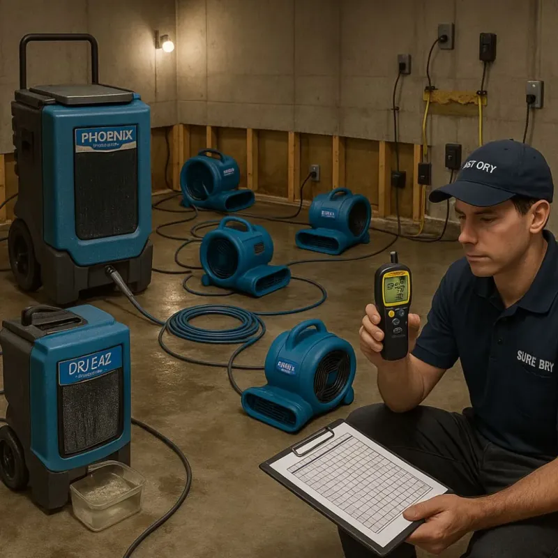 Structural Drying and Dehumidification process in Le Mars, IA